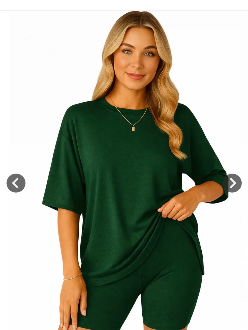 Nurtovia Hey Baby Women's Short Sleeve Top & Biker Short Set - Forest Green
